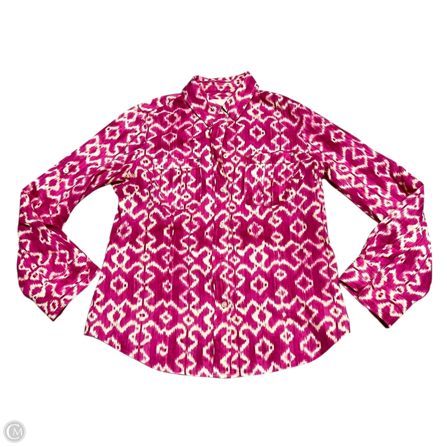Top Long Sleeve By Michael By Michael Kors In Cream & Pink, Size: M