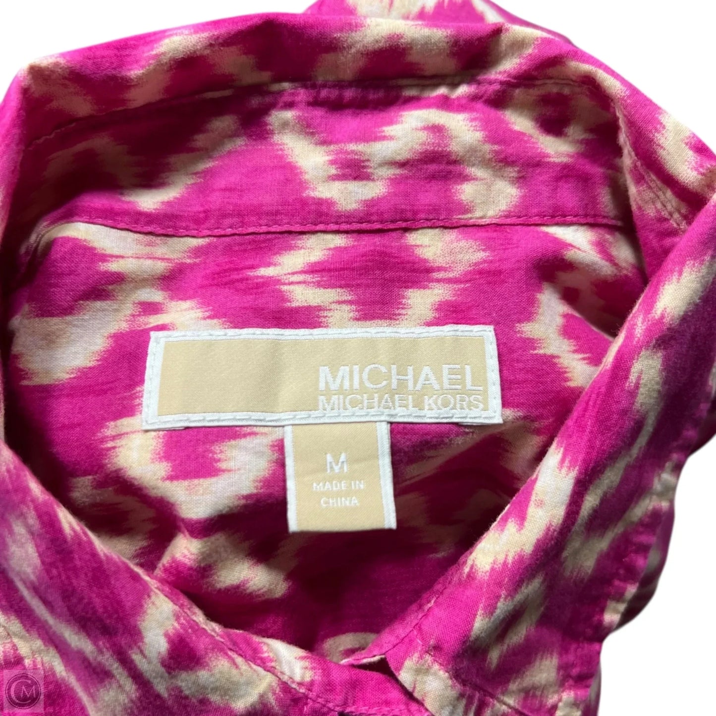 Top Long Sleeve By Michael By Michael Kors In Cream & Pink, Size: M