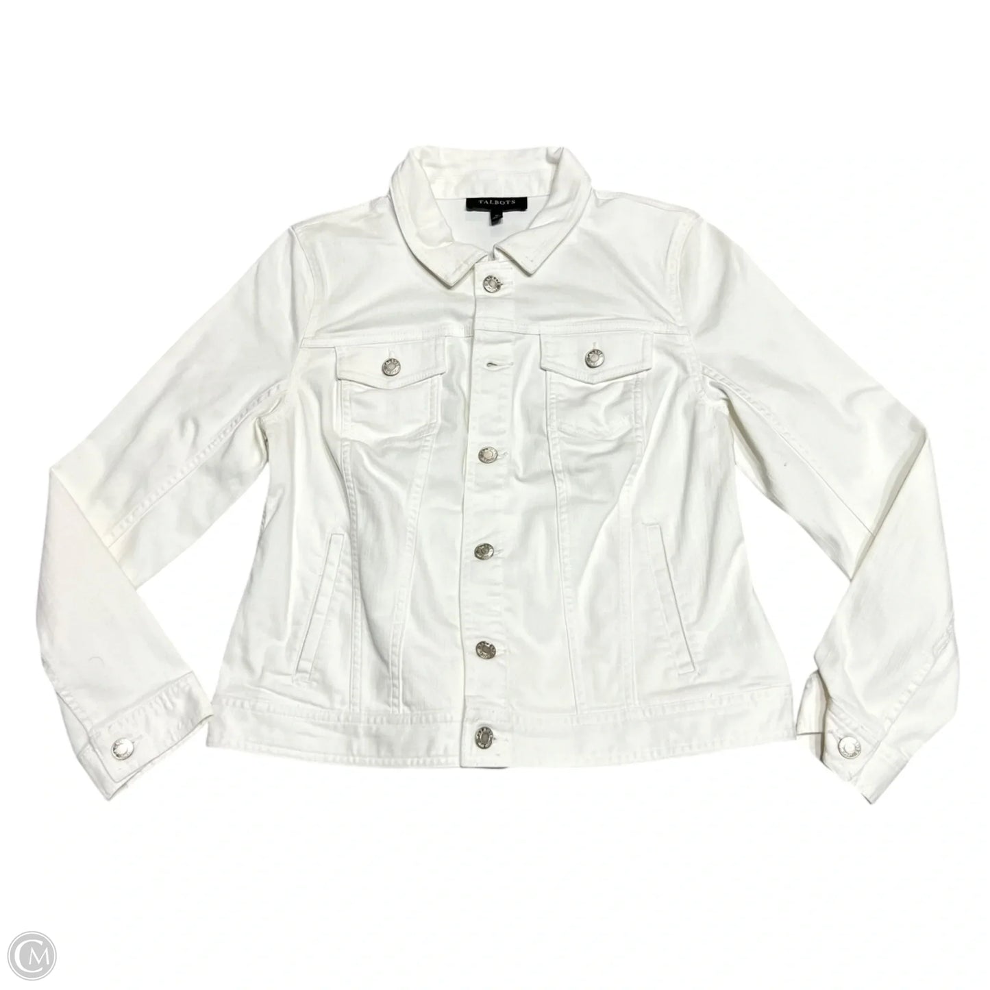 Jacket Denim By Talbots In White, Size: M