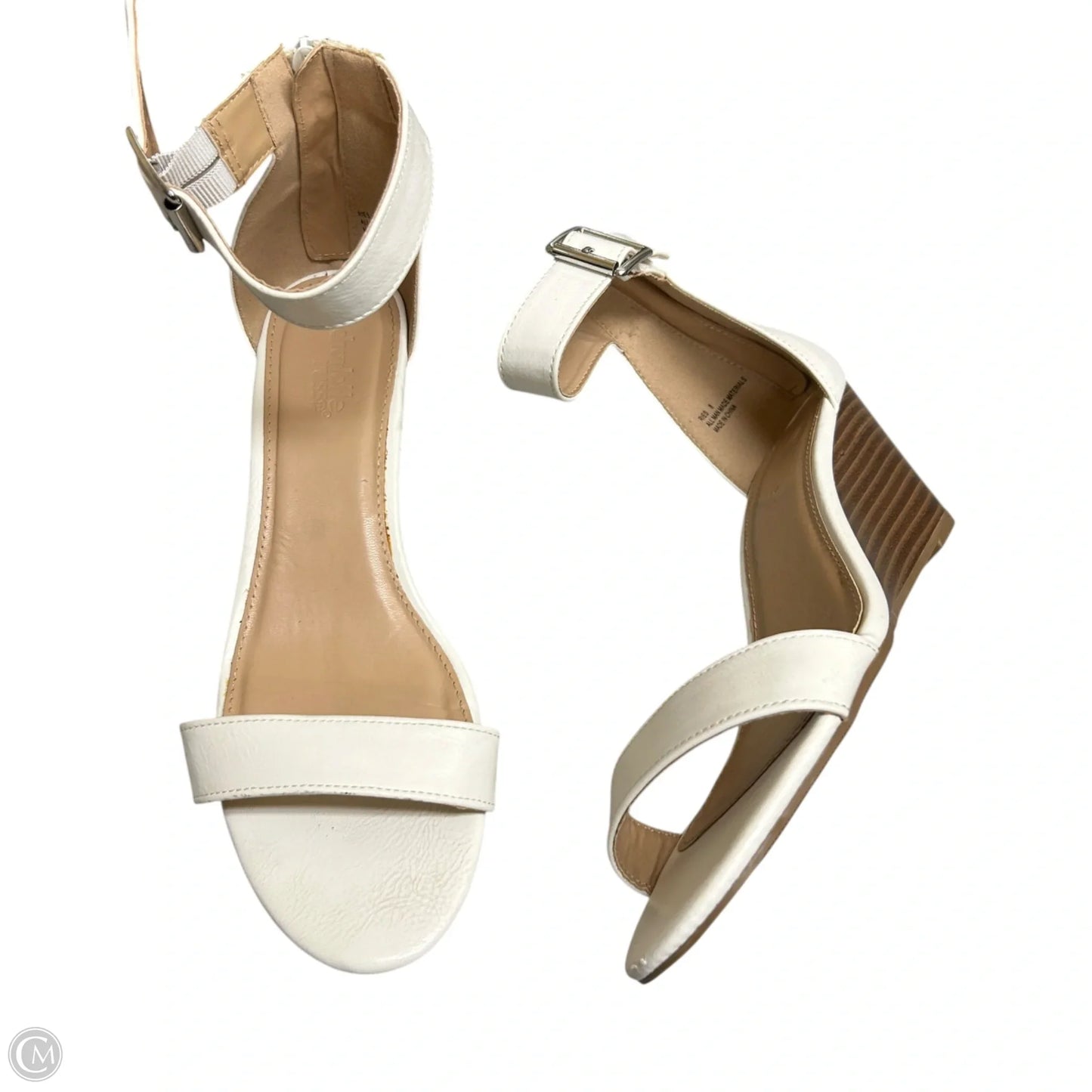 Sandals Heels Wedge By Charlotte Russe In Tan & White, Size: 8