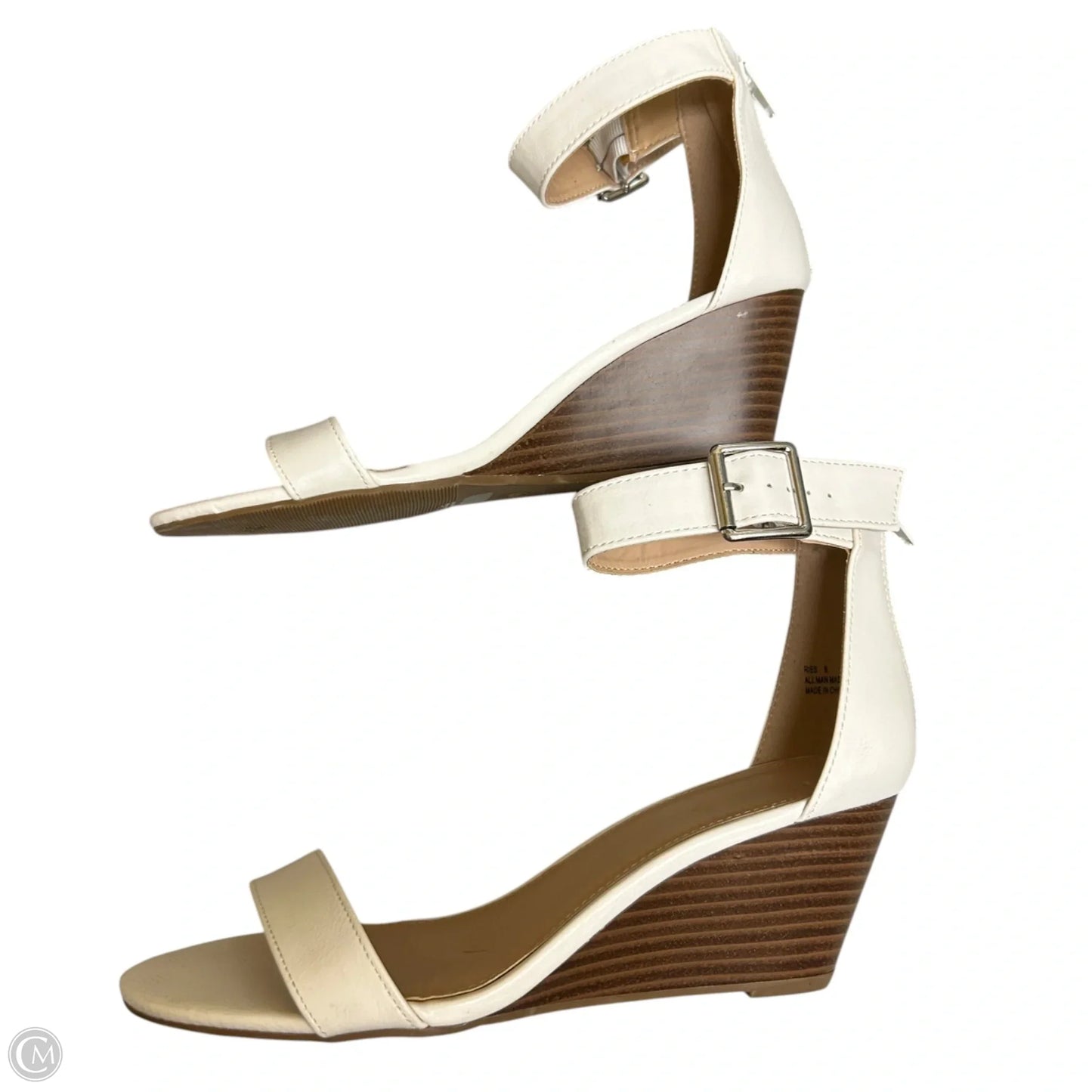 Sandals Heels Wedge By Charlotte Russe In Tan & White, Size: 8