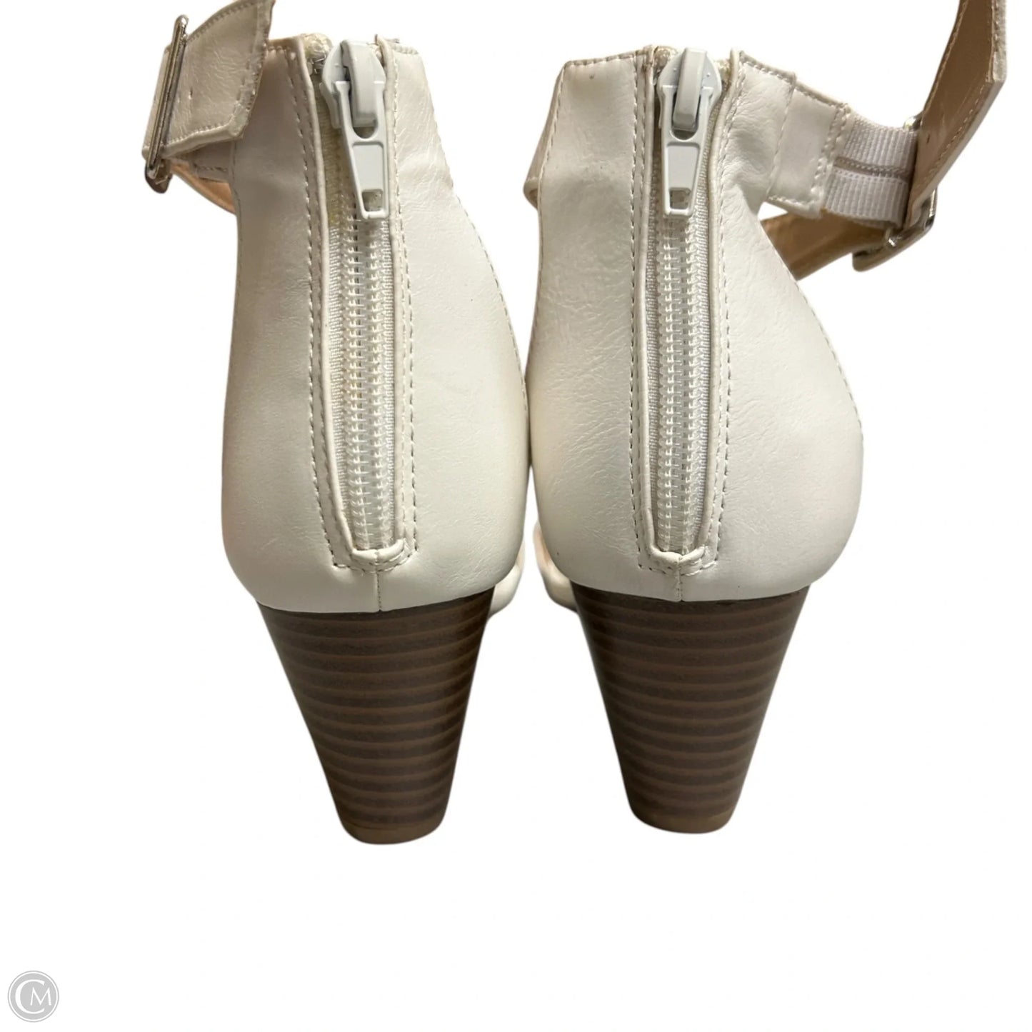 Sandals Heels Wedge By Charlotte Russe In Tan & White, Size: 8