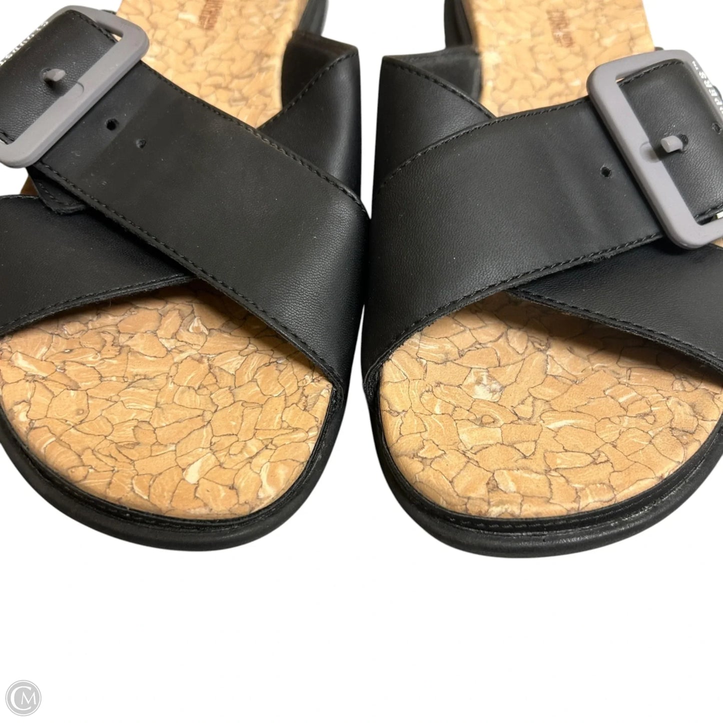 Sandals Flats By Clarks In Black & Tan, Size: 6