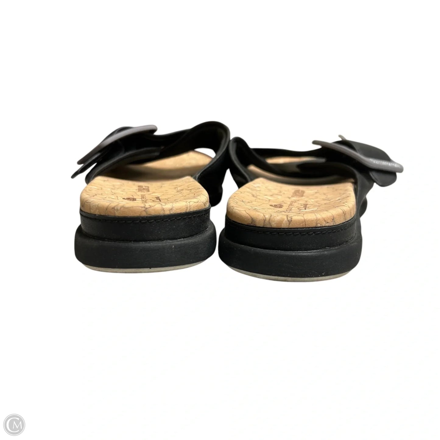 Sandals Flats By Clarks In Black & Tan, Size: 6