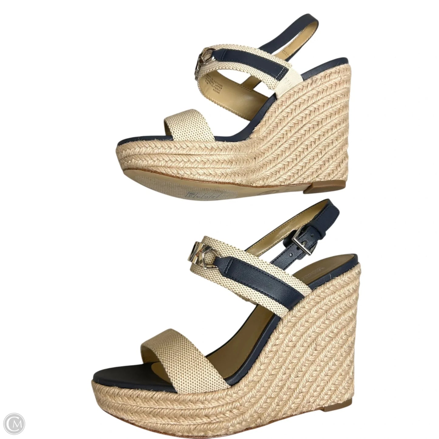 Shoes Heels Wedge By Michael By Michael Kors In Blue & Tan, Size: 6.5