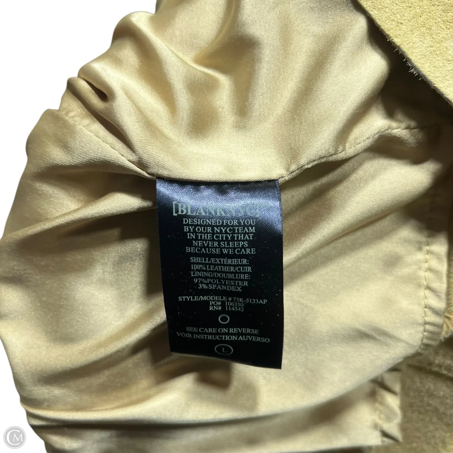 Jacket Moto Leather By Blanknyc In Yellow, Size: L
