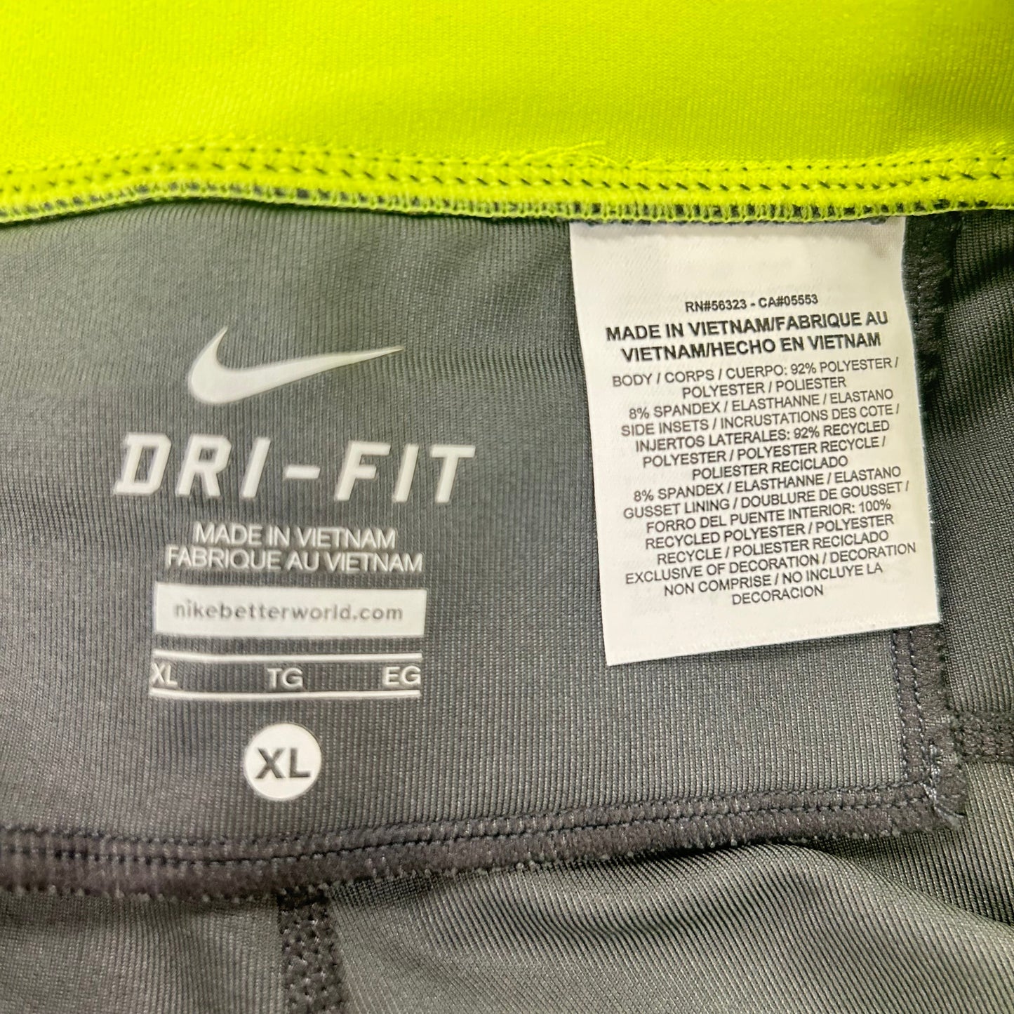 Green & Grey Athletic Leggings By Nike Apparel, Size: Xl