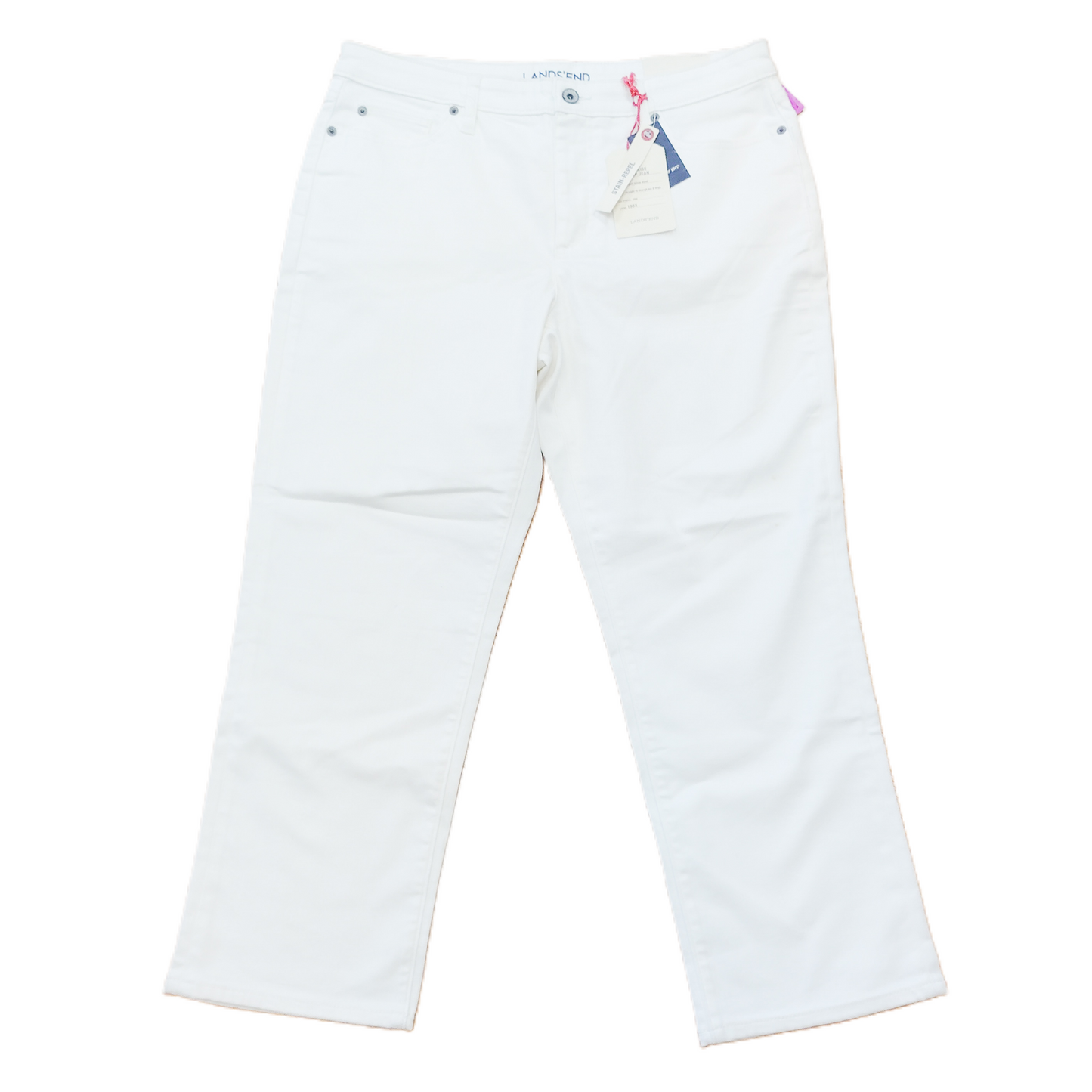 White Jeans Straight By Lands End, Size: 12