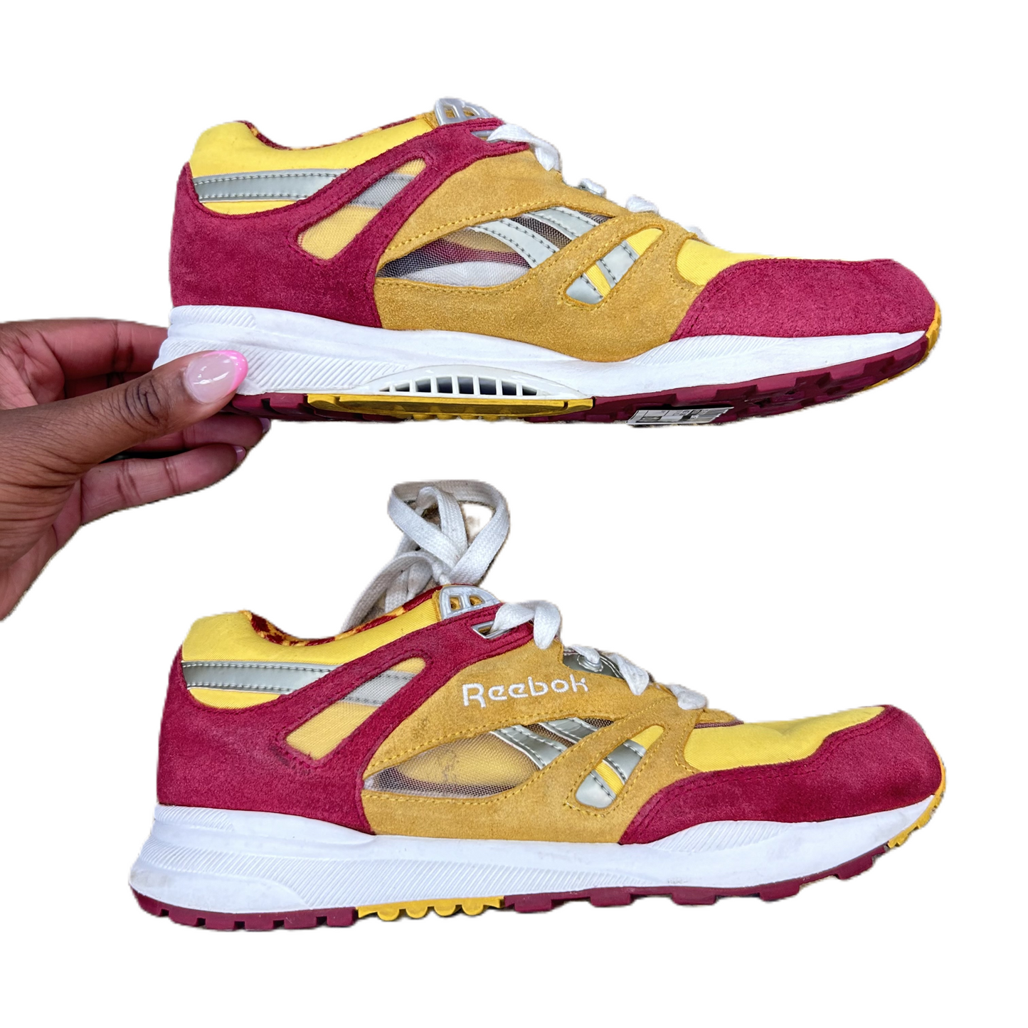 Red & Yellow Shoes Sneakers By Reebok, Size: 7