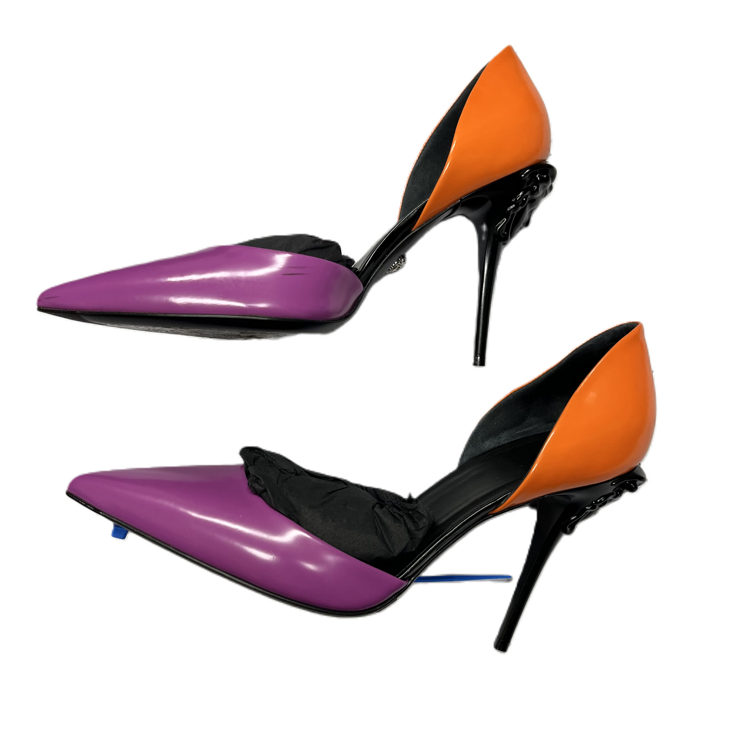 Orange & Purple Shoes Luxury Designer By Versace, Size: 10.5