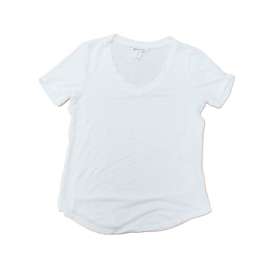 White Top Short Sleeve Basic By Athleta, Size: Xs