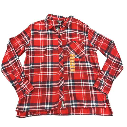 Top Long Sleeve By Eddie Bauer In Plaid Pattern, Size: M