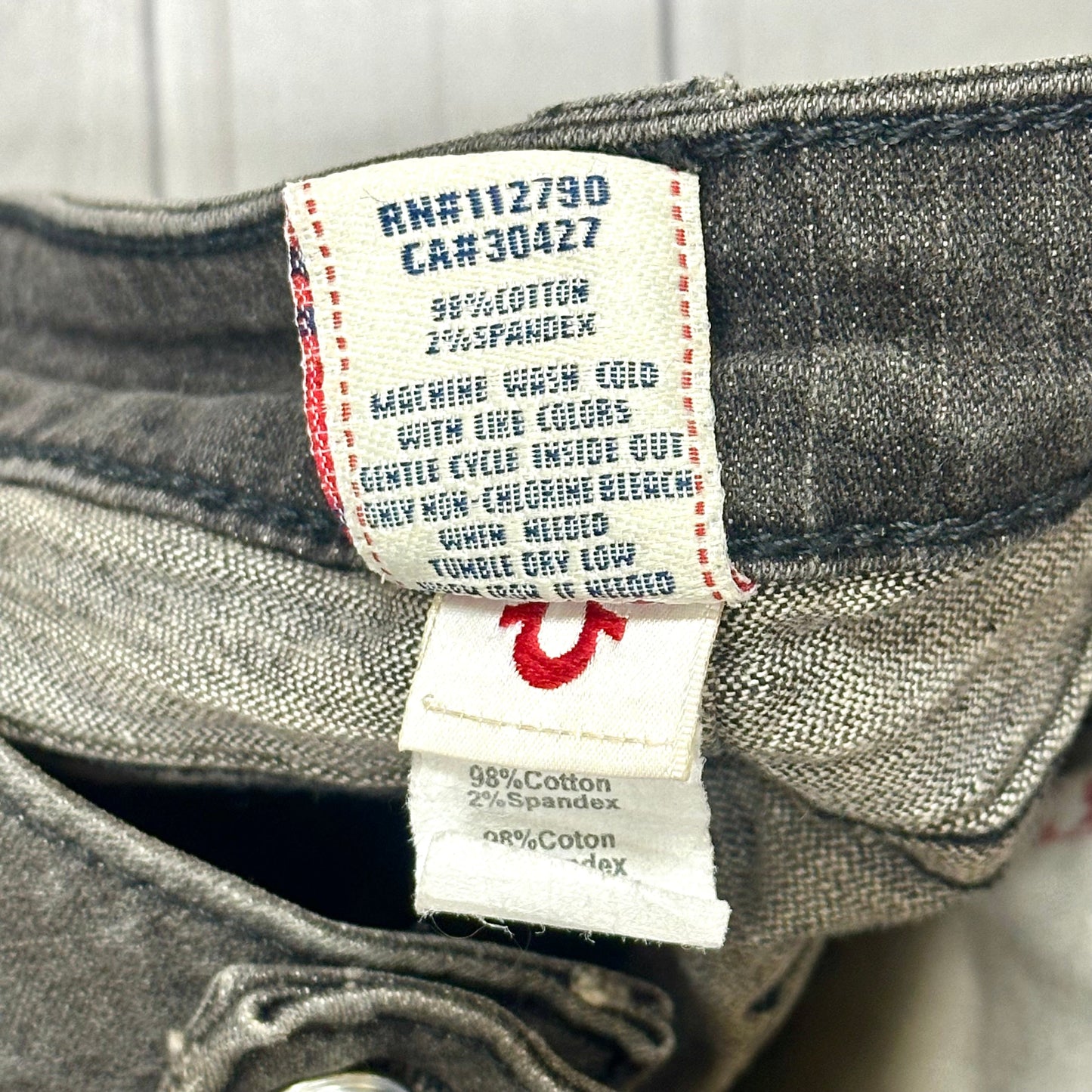 Jeans Flared By True Religion In Grey Denim, Size: 14