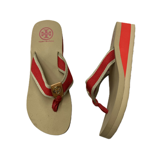 Sandals Designer By Tory Burch In Brown & Red, Size: 8