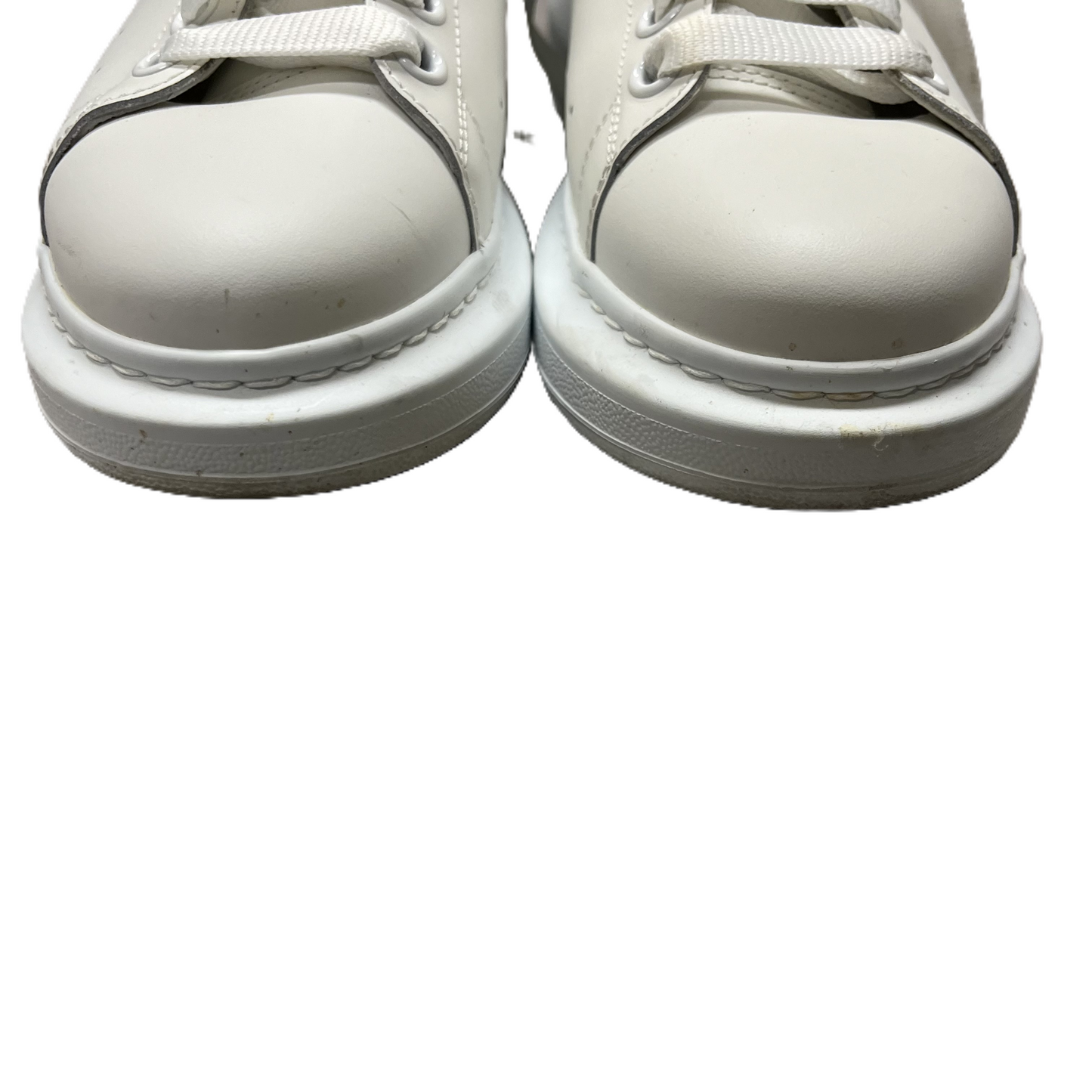 Shoes Luxury Designer By Alexander Mcqueen In Silver & White, Size: 9.5