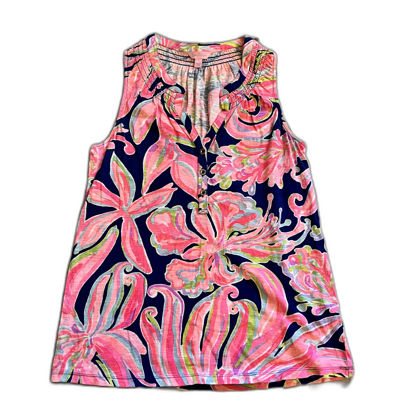 Top Sleeveless Designer By Lilly Pulitzer In Blue & Pink, Size: S