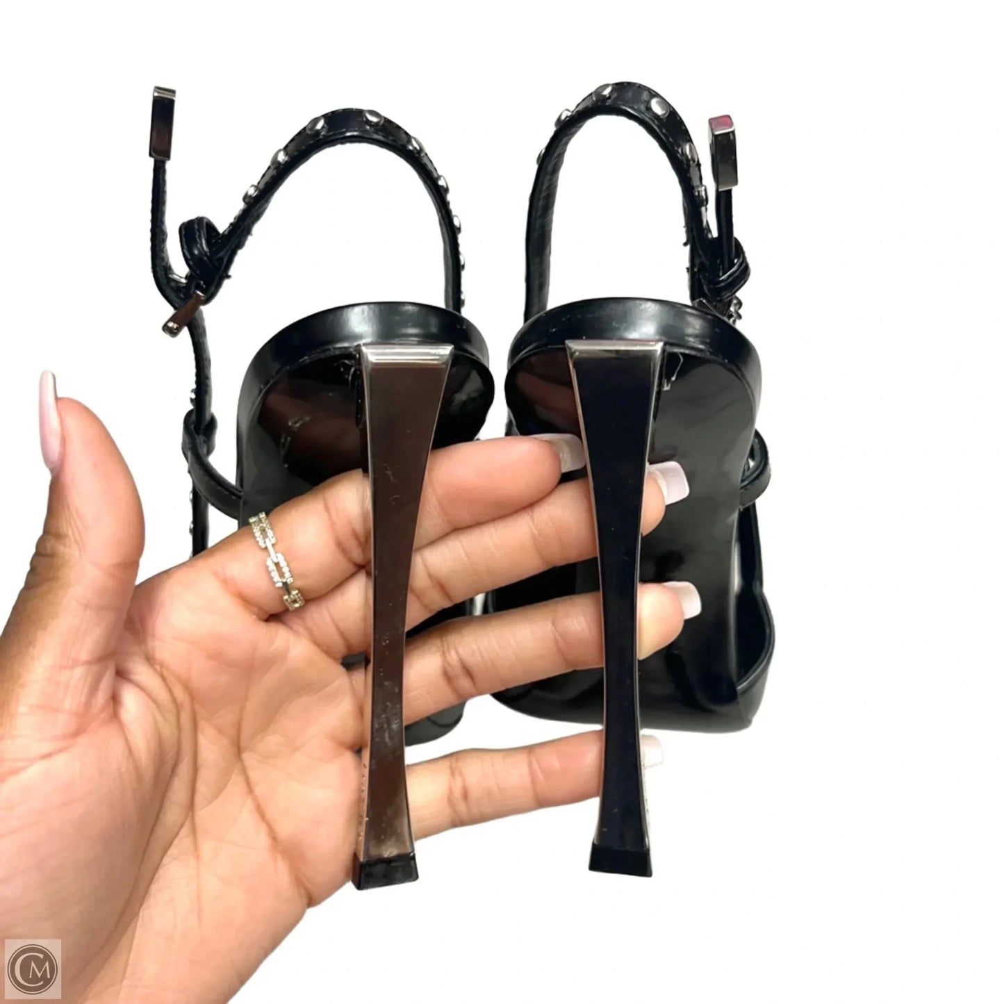 Shoes Luxury Designer By Versace In Black, Size: 5.5