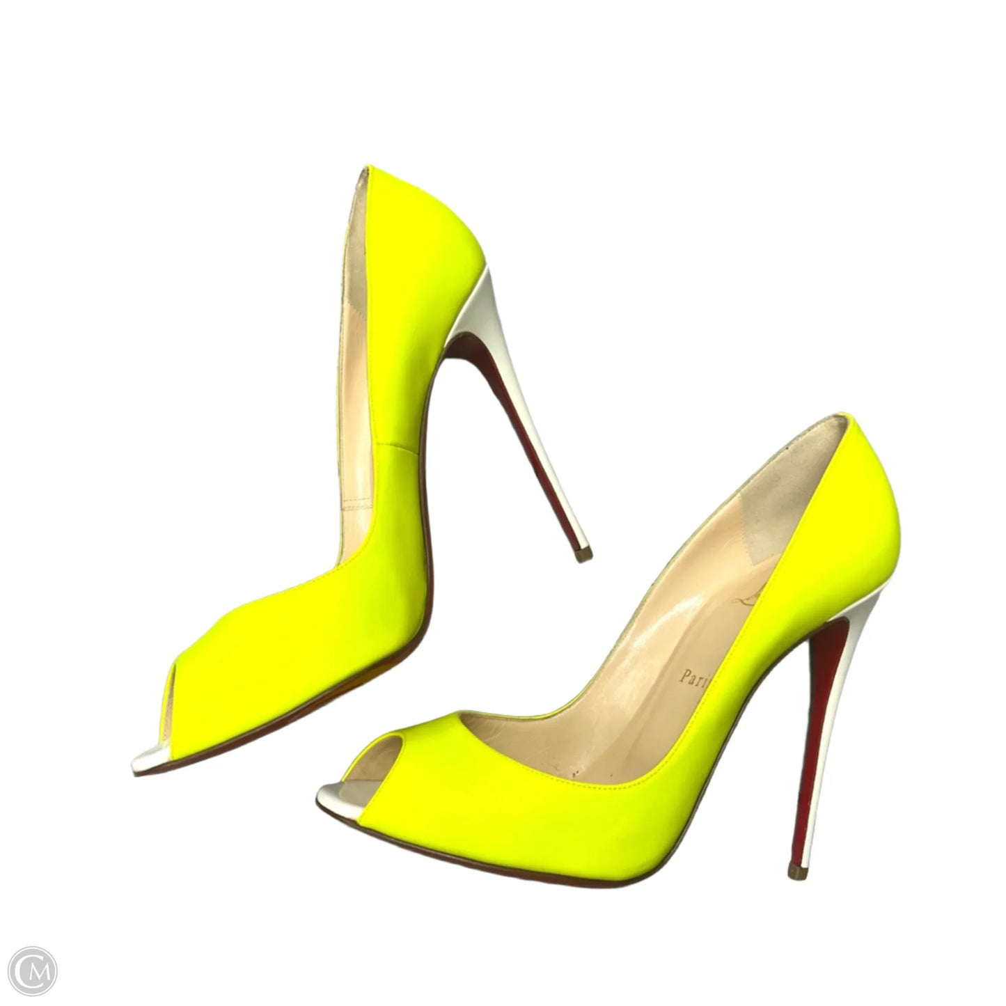 Shoes Luxury Designer By Christian Louboutin In Yellow, Size: 10.5