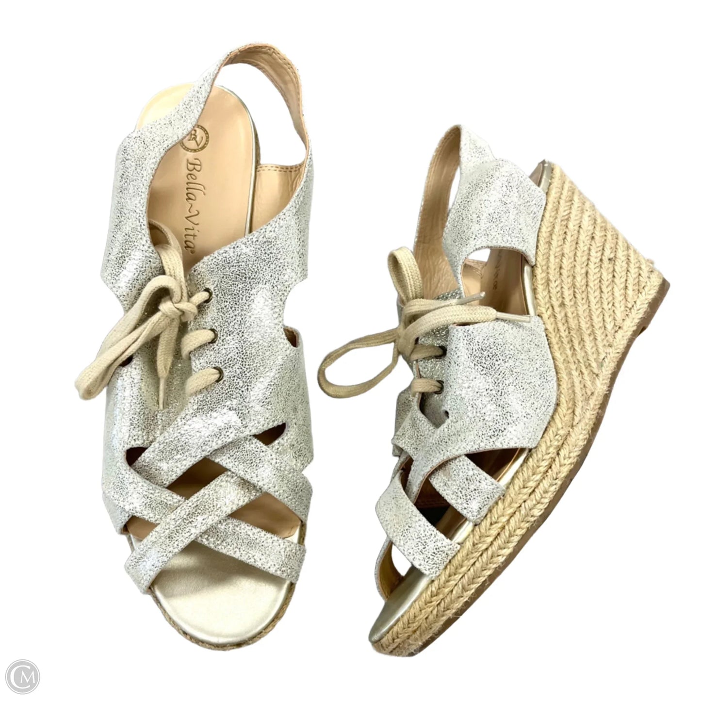 Sandals Heels Wedge By Bella Vita In Gold, Size: 12