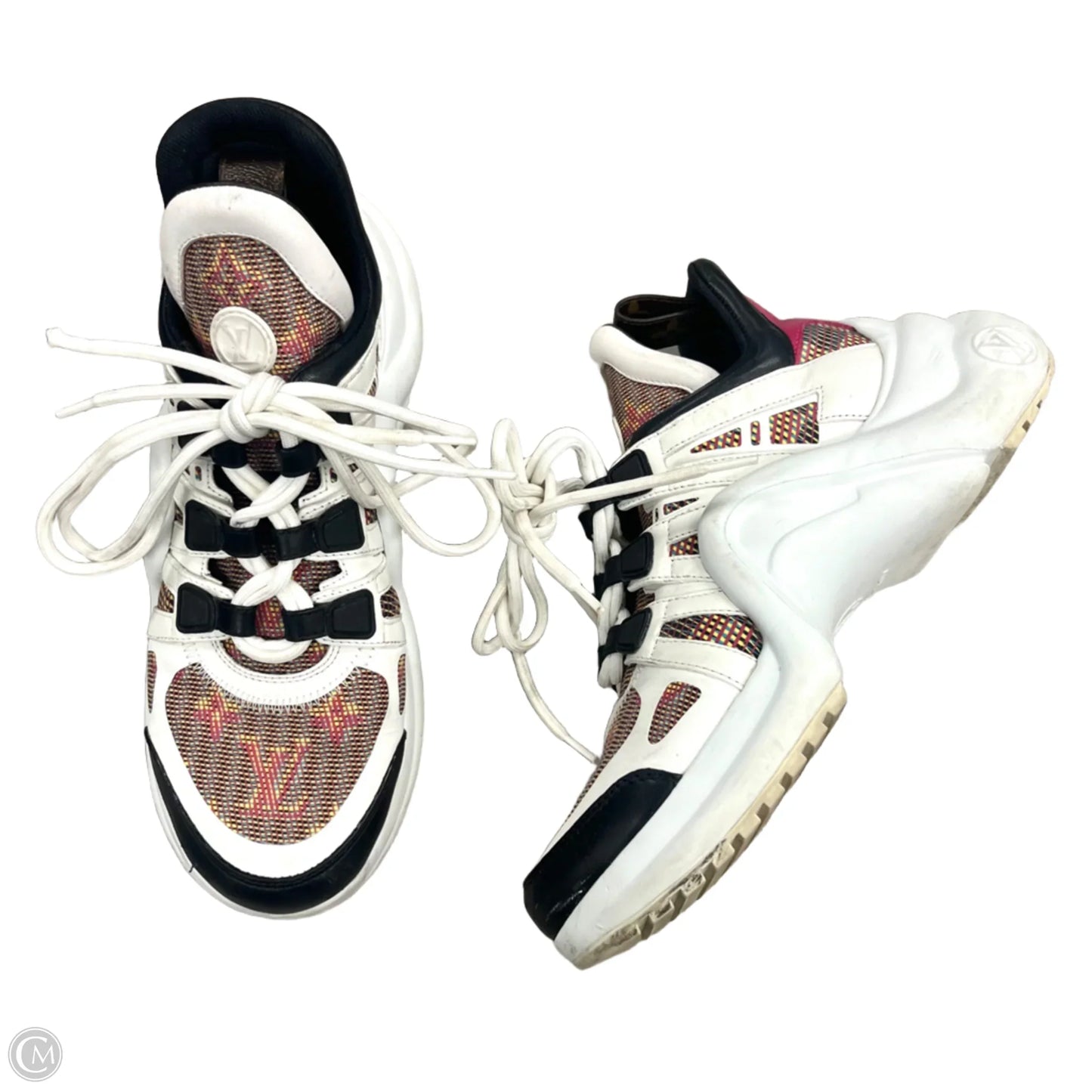 Shoes Luxury Designer By Louis Vuitton In Pink & White, Size: 6.5