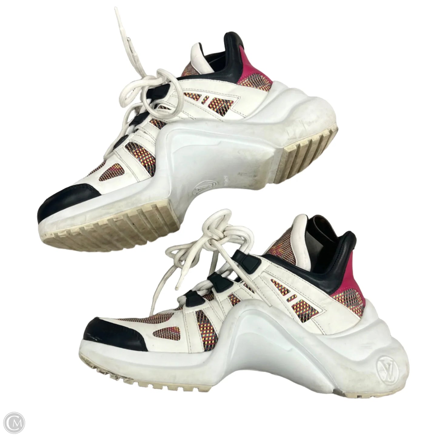 Shoes Luxury Designer By Louis Vuitton In Pink & White, Size: 6.5