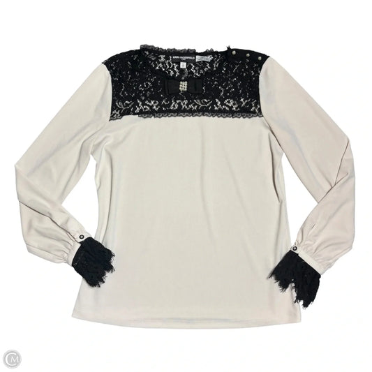Top Long Sleeve Designer By Karl Lagerfeld In Black & Cream, Size: S