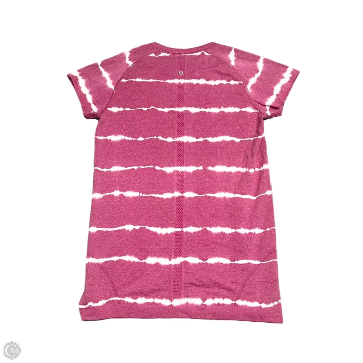 Athletic Top Short Sleeve By Lululemon In Pink & White, Size: M
