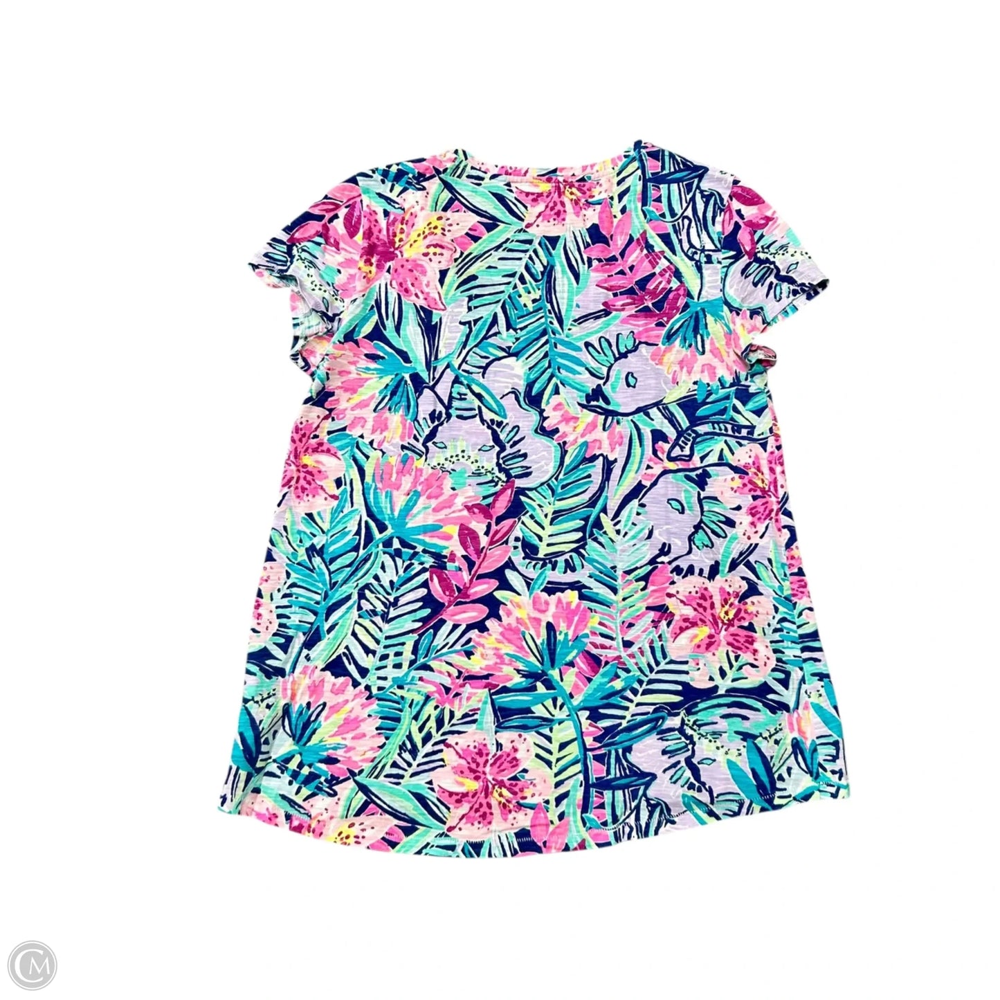 Top Short Sleeve Designer By Lilly Pulitzer In Blue & Purple, Size: S