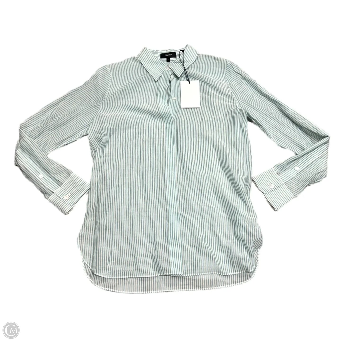Top Long Sleeve By Theory In Blue & Green, Size: S