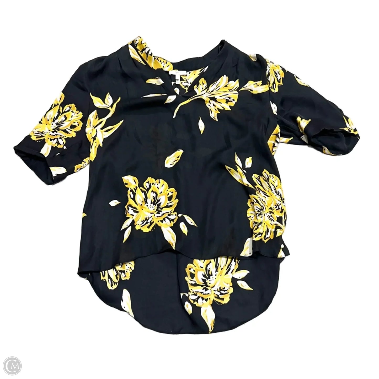 Top Short Sleeve By Joie In Black & Yellow, Size: Xl