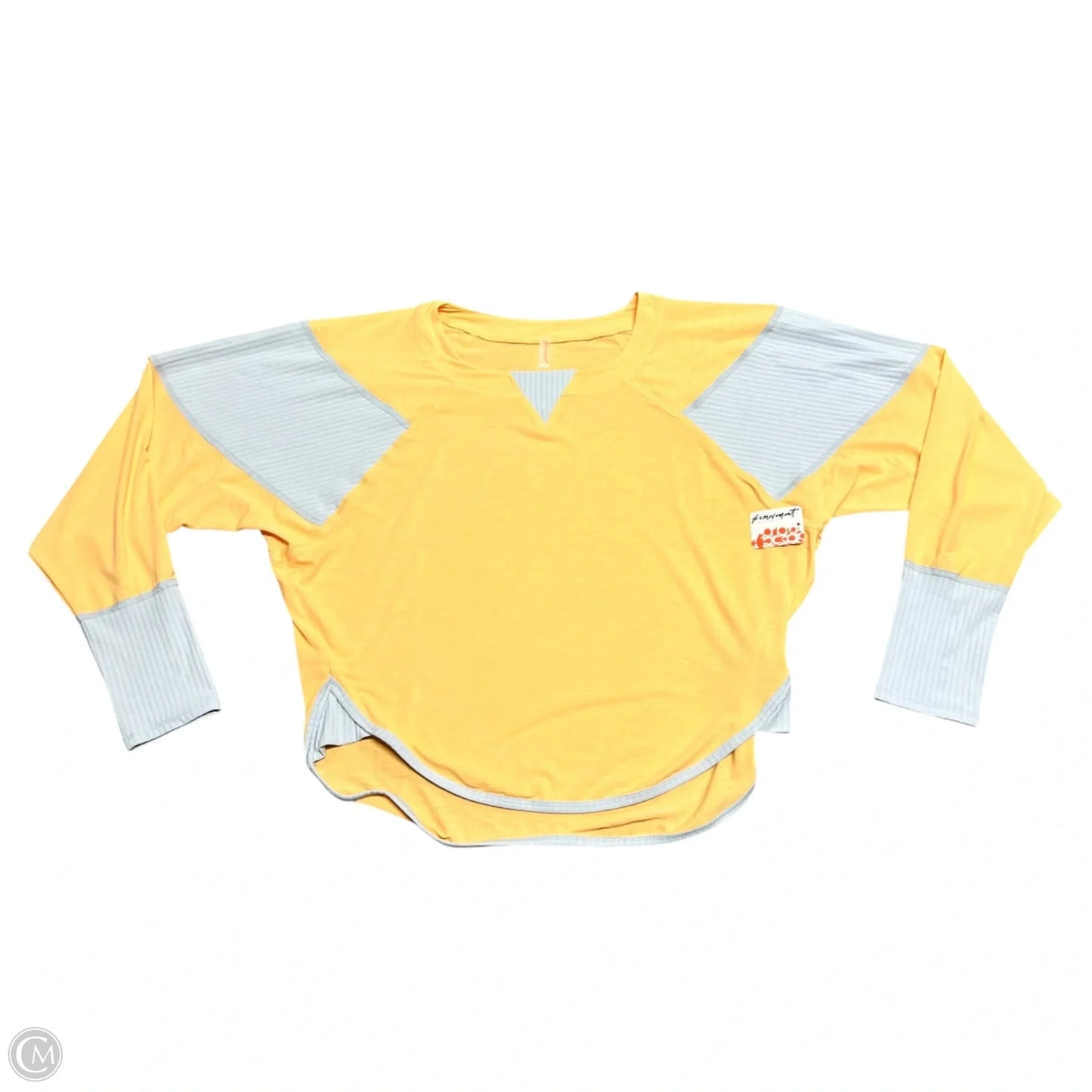 Athletic Top Long Sleeve Crewneck By Free People In Grey & Orange, Size: L