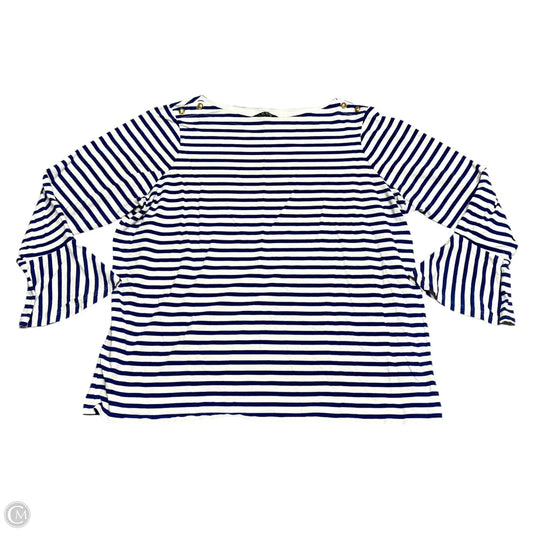 Top Long Sleeve By Lauren By Ralph Lauren In Blue & White, Size: 2x