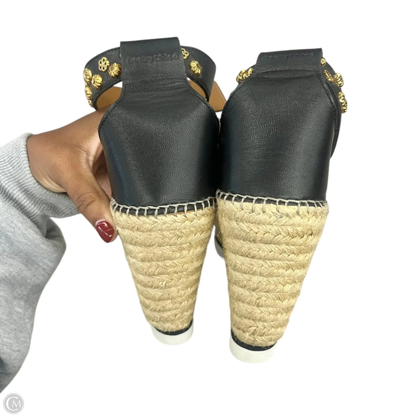 Sandals Designer By See By Chloe In Black & Gold, Size: 10.5