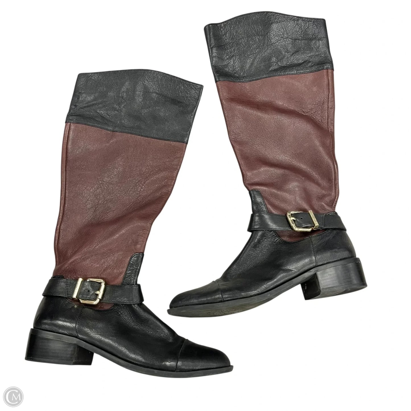 Boots Knee Heels By Vince Camuto In Black & Brown, Size: 9.5