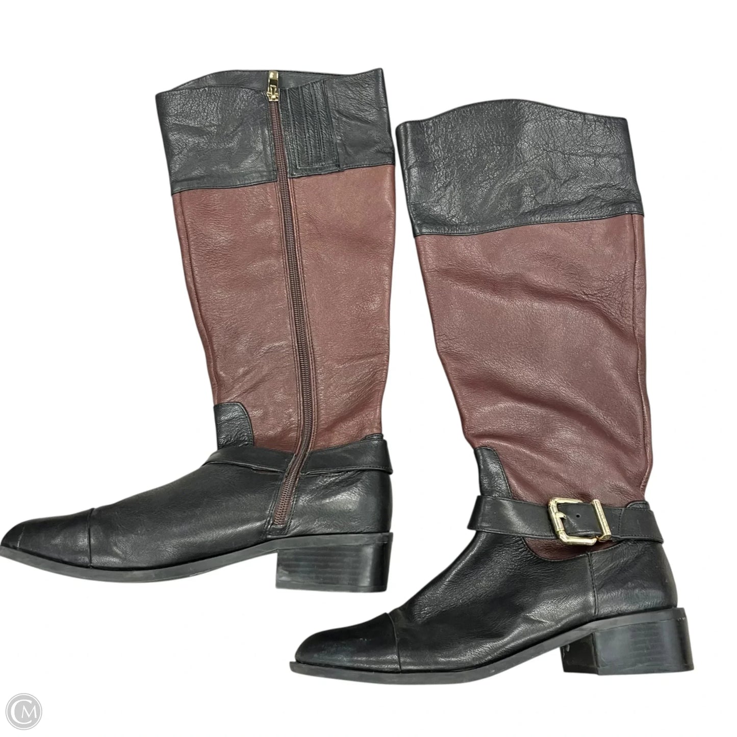 Boots Knee Heels By Vince Camuto In Black & Brown, Size: 9.5