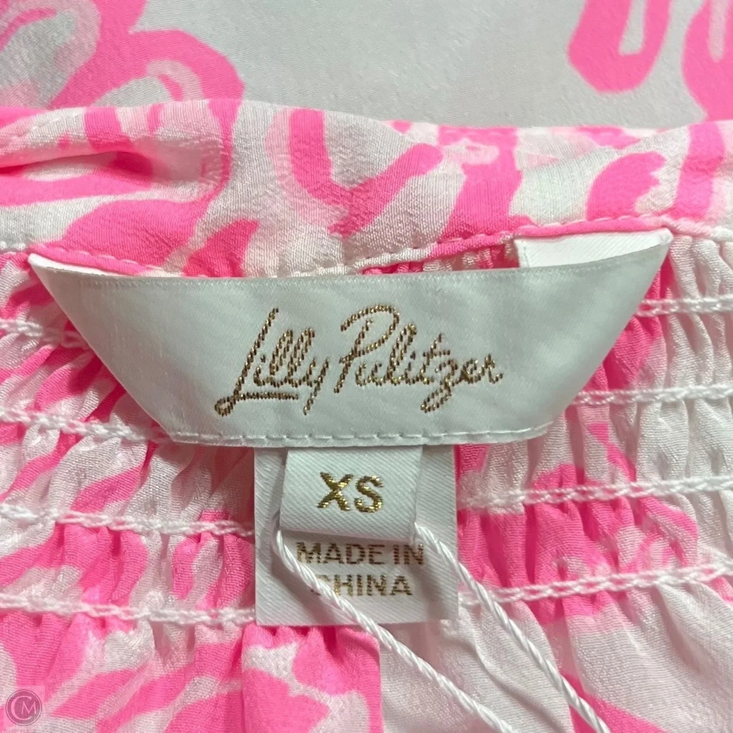 Top Long Sleeve Designer By Lilly Pulitzer In Pink & White, Size: Xs