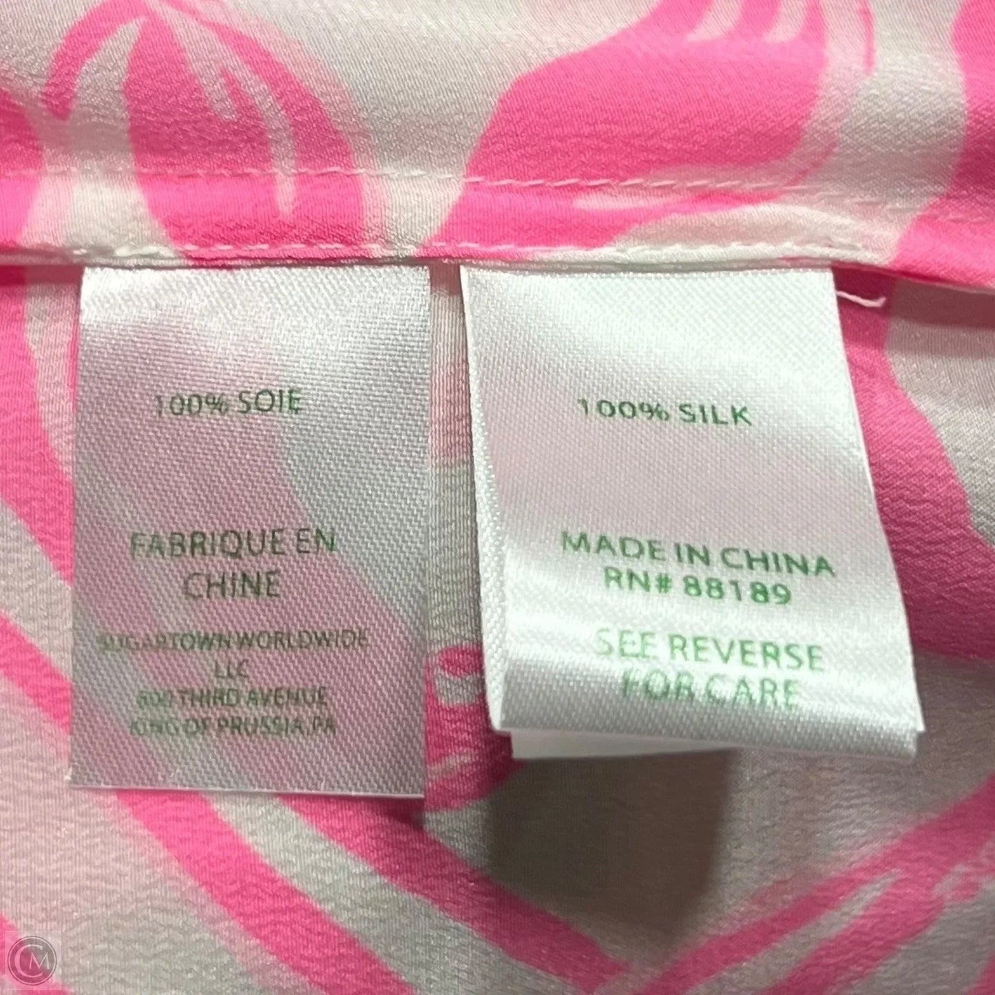 Top Long Sleeve Designer By Lilly Pulitzer In Pink & White, Size: Xs