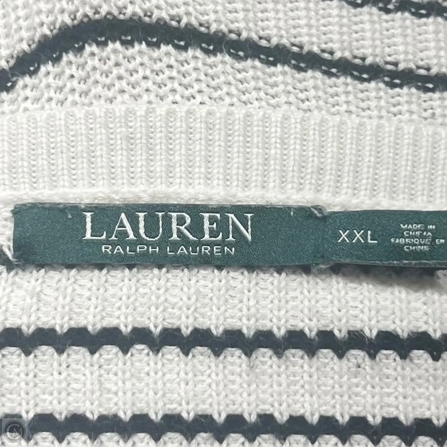 Sweater By Lauren By Ralph Lauren In Black & White, Size: Xxl