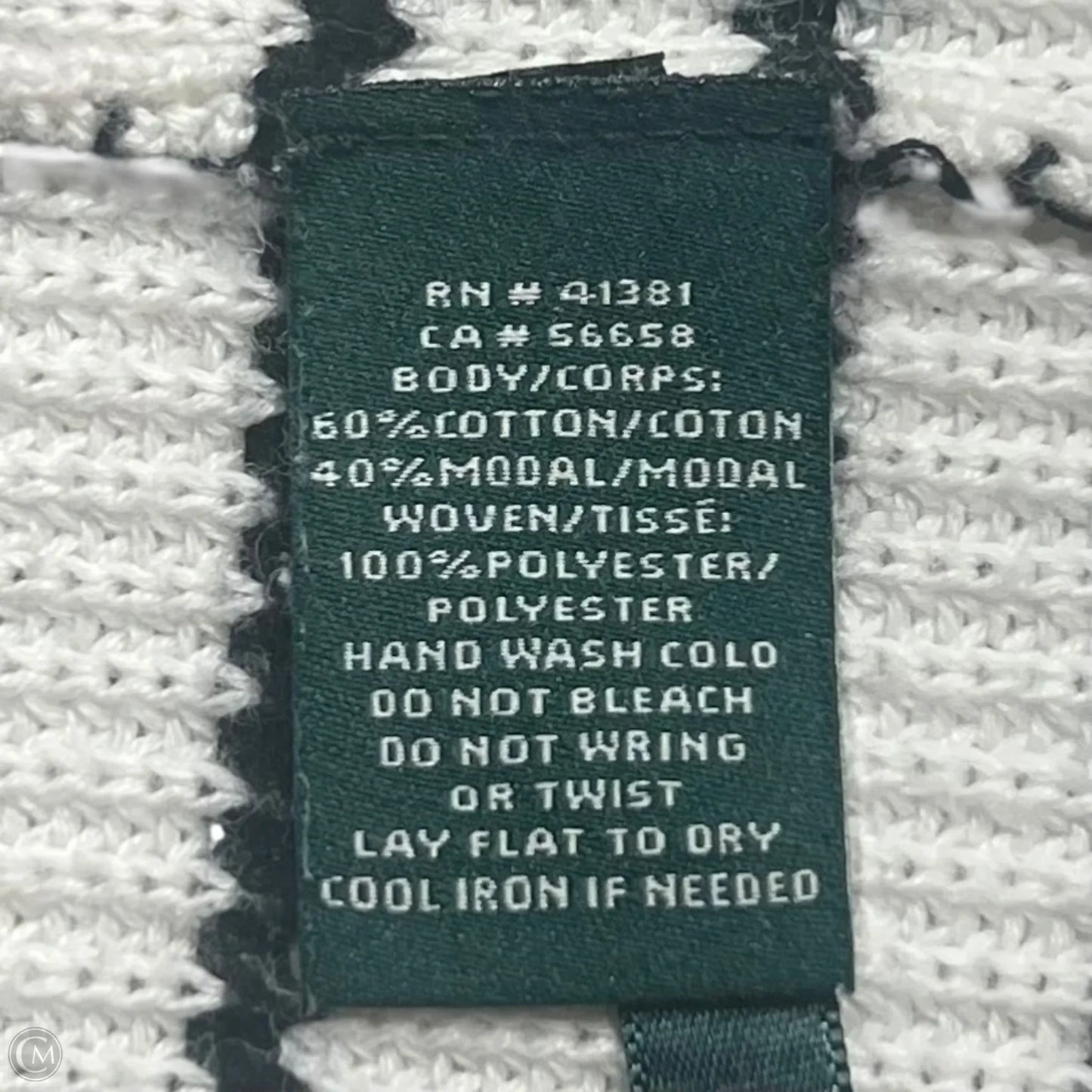 Sweater By Lauren By Ralph Lauren In Black & White, Size: Xxl