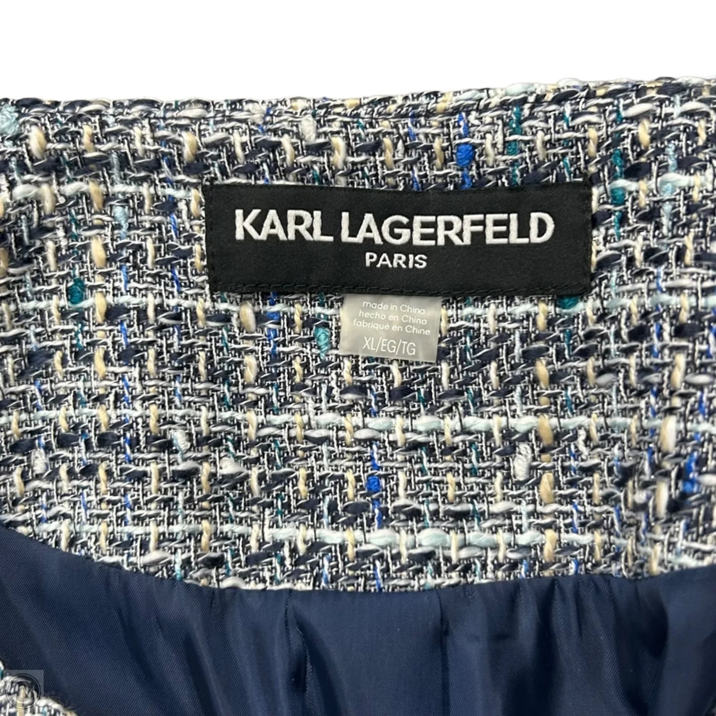 Blazer Designer By Karl Lagerfeld In Blue, Size: Xl