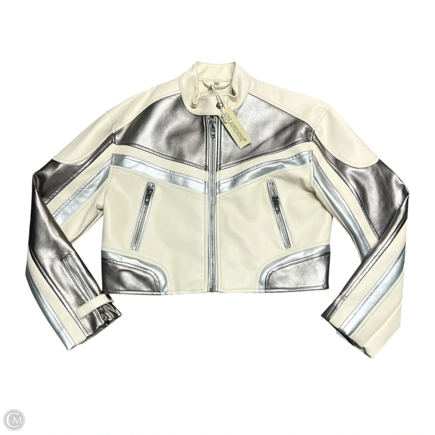 Jacket Moto By Blanknyc In Cream & Silver, Size: Xs