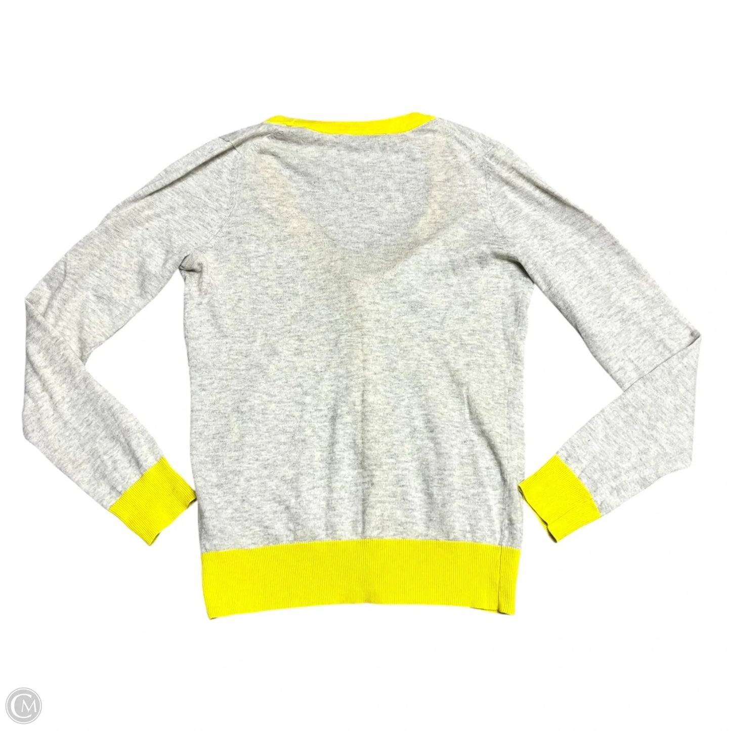 Sweater Cardigan By Theory In Grey & Yellow, Size: M