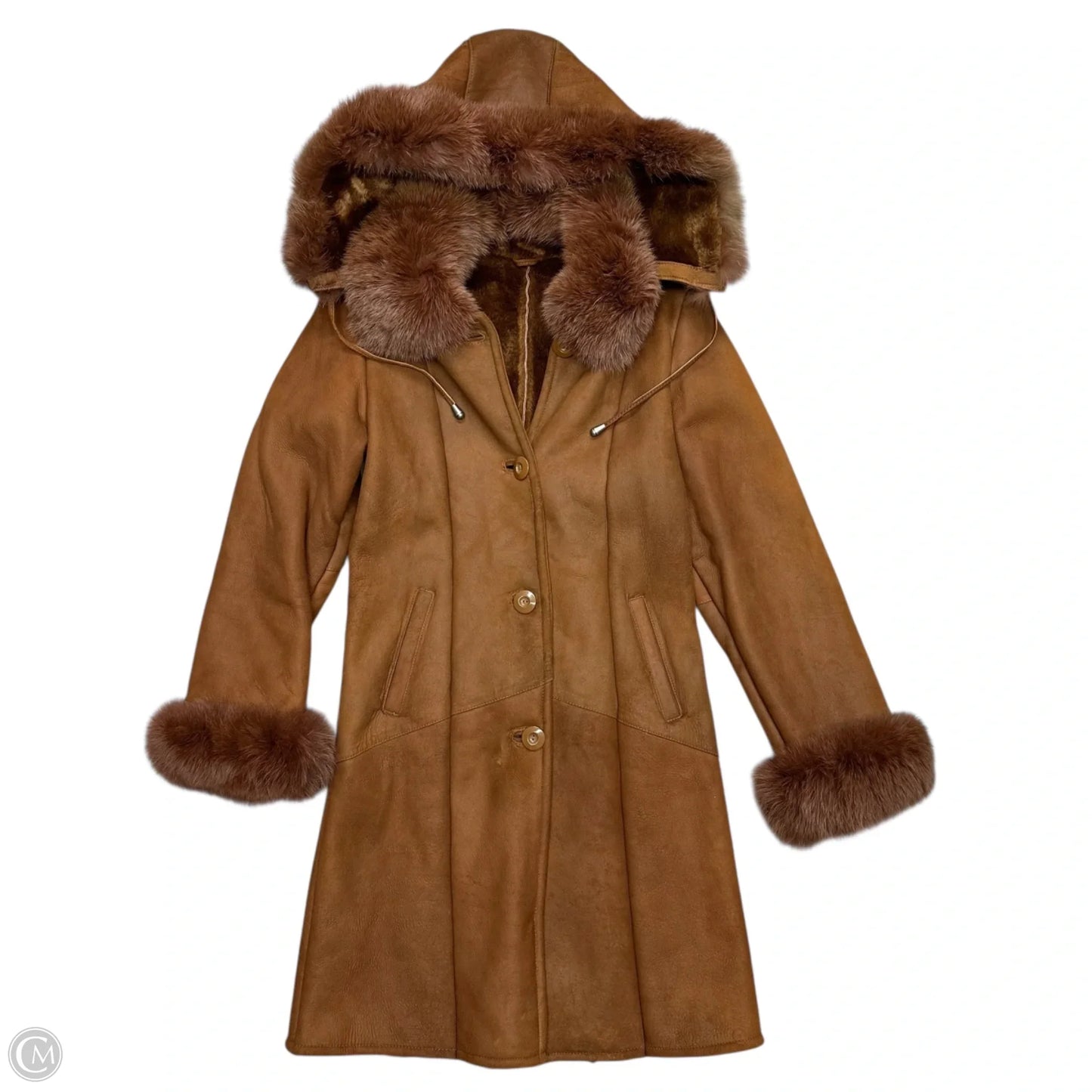 Coat Trench Coat By Tibor Leathers In Brown, Size: M