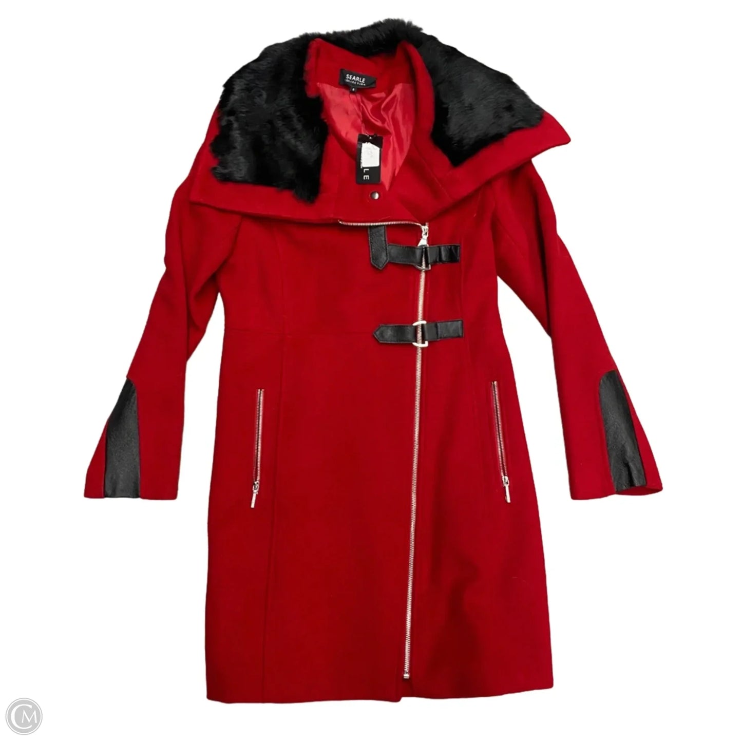 Coat Peacoat By Searle Collection In Black & Red, Size: M