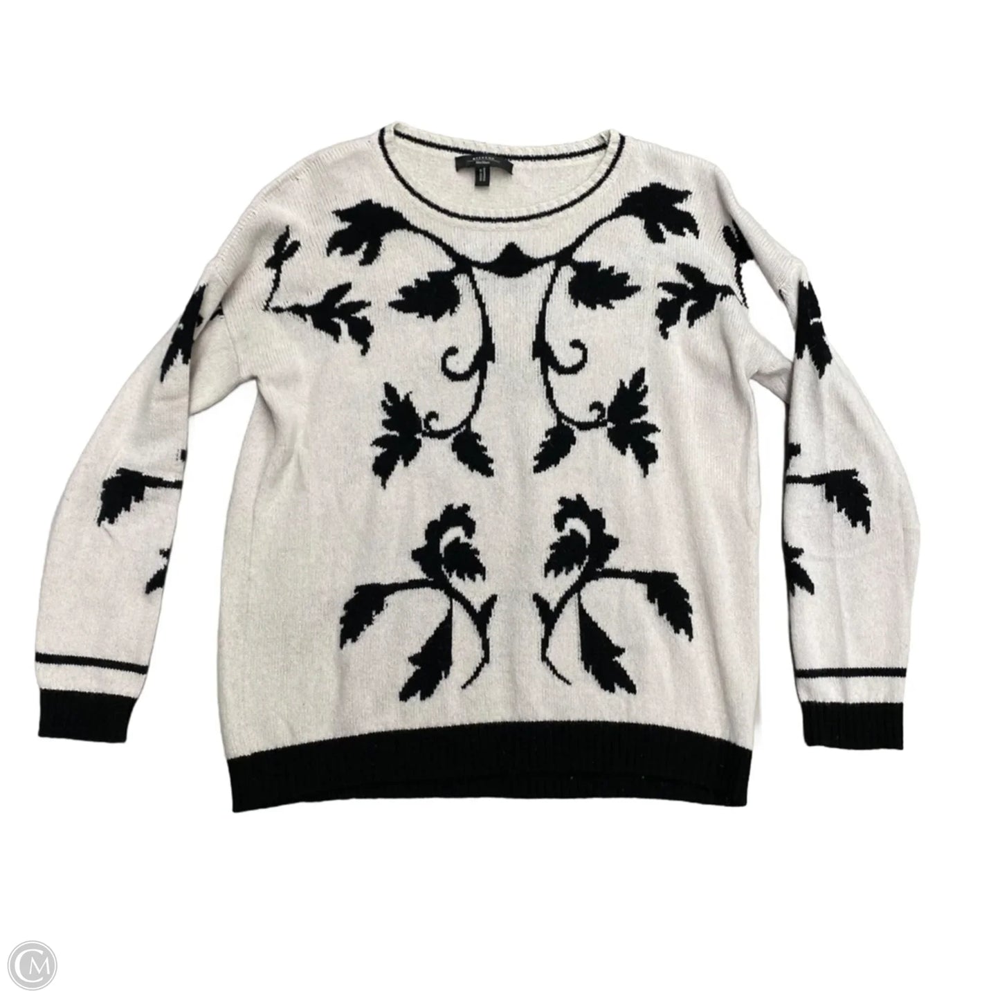 Sweater Designer By Max Mara In Black & Cream, Size: M