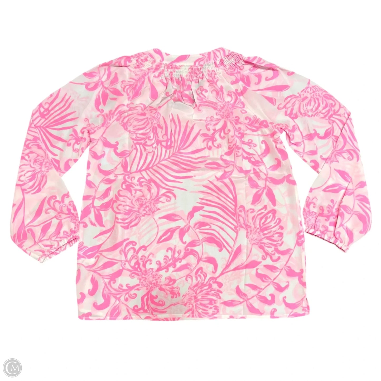 Top Long Sleeve Designer By Lilly Pulitzer In Pink & White, Size: S