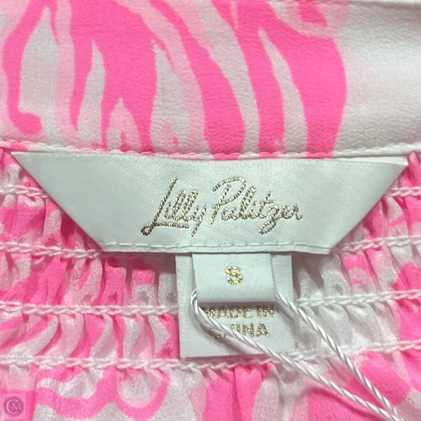 Top Long Sleeve Designer By Lilly Pulitzer In Pink & White, Size: S