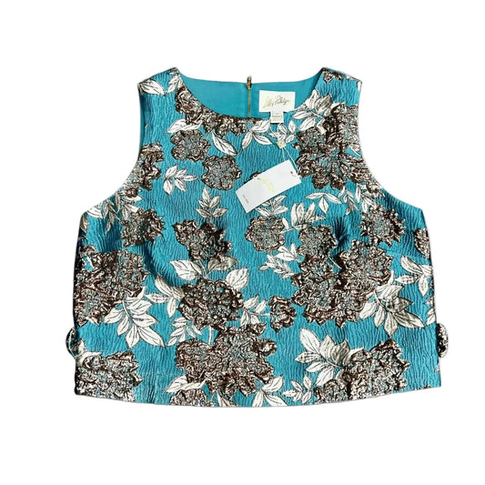 Top Sleeveless Designer By Lilly Pulitzer In Blue & Gold, Size: M