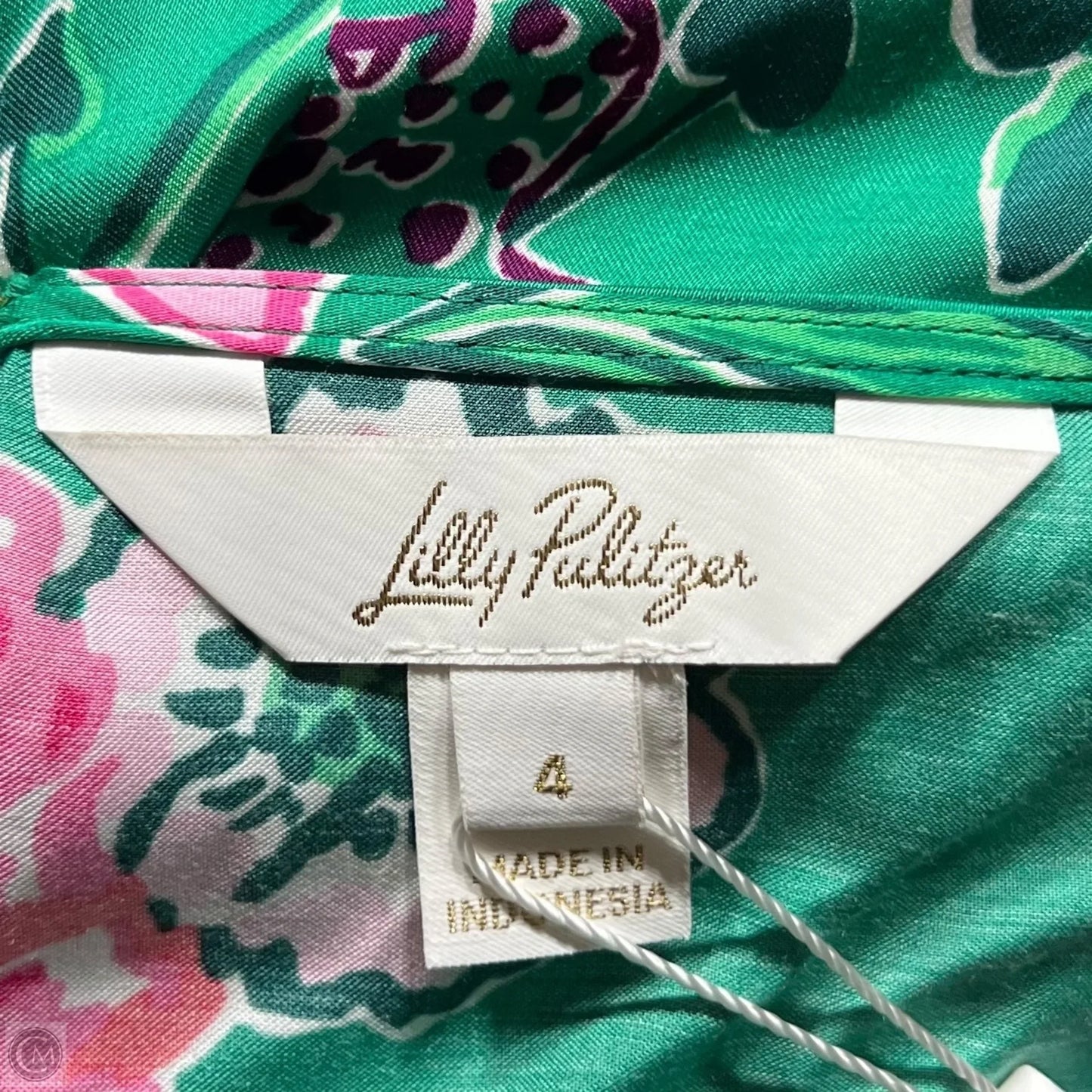 Top Long Sleeve Designer By Lilly Pulitzer In Green & Pink, Size: S