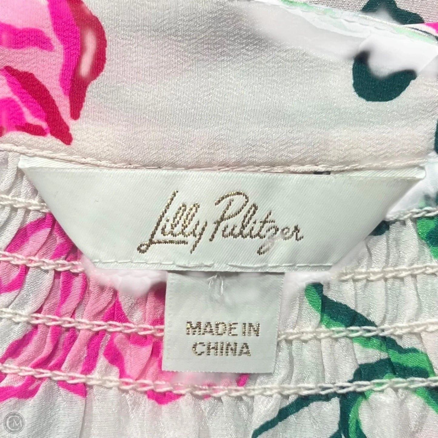 Top Long Sleeve Designer By Lilly Pulitzer In Green & Pink, Size: M